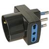 ADATTATORE SPINA 9012N SPINA 16A +3 PRESE BIPASSO 10 / 16 A / SCHUKO COLORE NERO